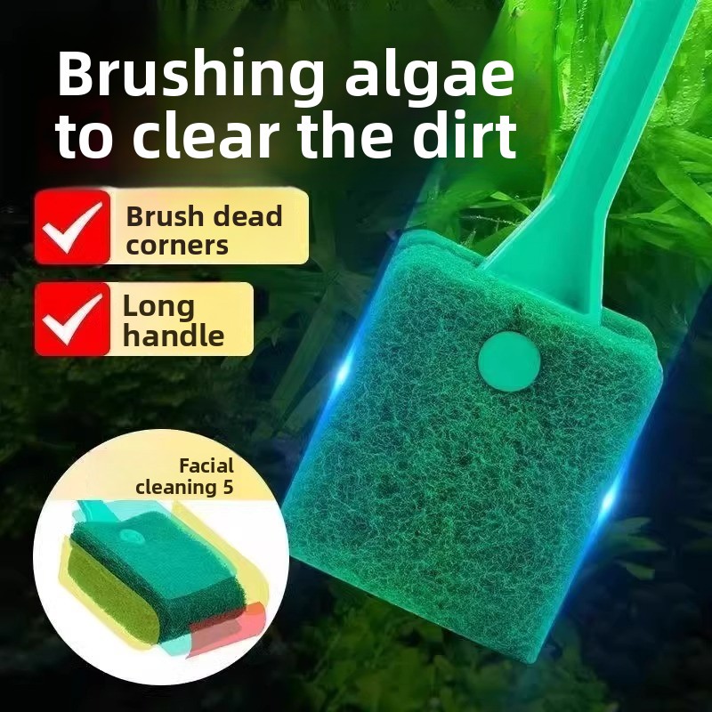 Marine Aquarium Glass Scraper - แปรงทำความสะอาดกระจกตู้ปลา แปรงทำความสะอาดแบบลอยน้ำ ที่ขูดตะไคร่น้ำสองด้าน ฟองน้ำ เครื่องมือทำความสะอาดตู้ปลา อุปกรณ์ทำความสะอาด