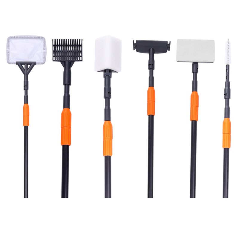 Marine Aquarium Glass Scraper - ชุดอุปกรณ์ทำความสะอาดตู้ปลา AT14 ชุดคีมหนีบตู้ปลา ตาข่ายกรองตะกอน ที่ขูดตะไคร่น้ำ ตะขอเกี่ยว