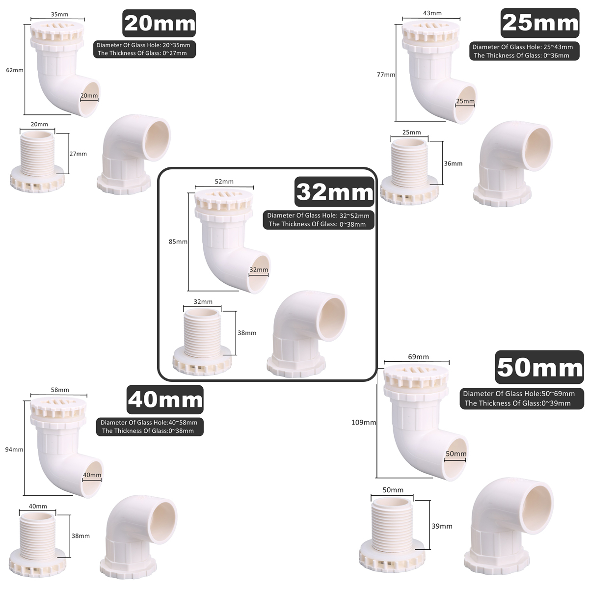1 PC 20/25/32/40/50mm PVC ข้อต - Marine Aquarium Overflow บทวิจารณ์และราคา
